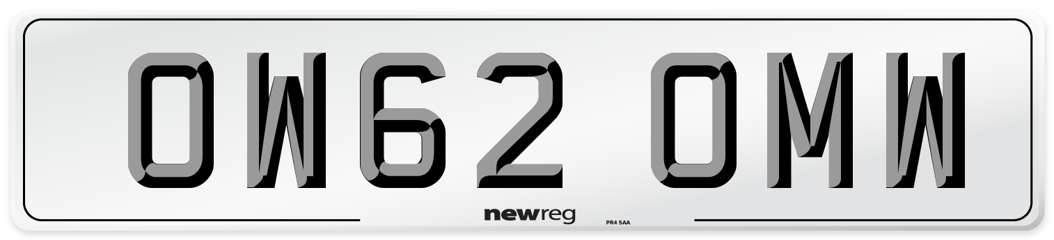 OW62 OMW Number Plate from New Reg